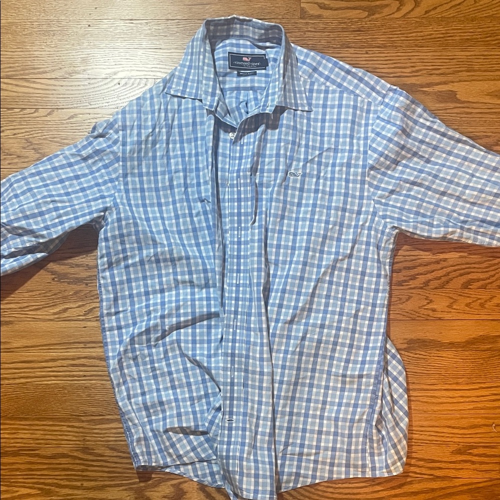 Vineyard Vines Blue and White Checkered Button Down Shirt
